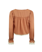 Poison Peach Lace Puff Sleeve Top in Rose