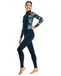 Swell Series Natural 5/4mm Chest Zip Wetsuit in Black Floral