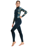 Swell Series Natural 5/4mm Chest Zip Wetsuit in Black Floral