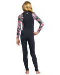 Girls Swell Natural 4/3mm Front Zip Wetsuit in Electic Pink