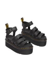 The Dr Martens Womens Blaire Quad Hydro Leather Platform Gladiator Sandals in Black Hydro