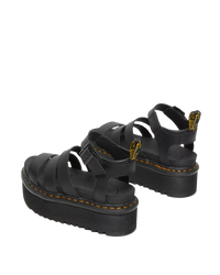 The Dr Martens Womens Blaire Quad Hydro Leather Platform Gladiator Sandals in Black Hydro
