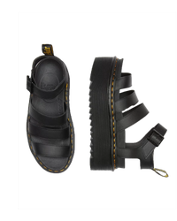 The Dr Martens Womens Blaire Quad Hydro Leather Platform Gladiator Sandals in Black Hydro