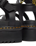 The Dr Martens Womens Blaire Quad Hydro Leather Platform Gladiator Sandals in Black Hydro