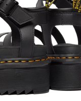 The Dr Martens Womens Blaire Quad Hydro Leather Platform Gladiator Sandals in Black Hydro