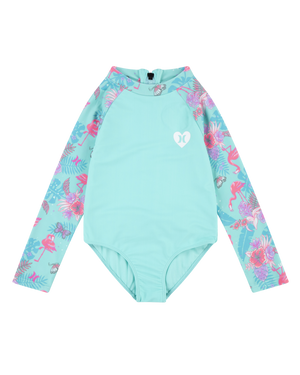 Girls Ruffle One Piece Swimsuit in Aurora Green