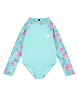 Girls Ruffle One Piece Swimsuit in Aurora Green