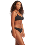 The Seafolly Womens Sea Dive Bralette Bikini Top in Black