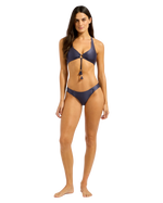 The Seafolly Womens Belle Multi Fit Longline Tir Bra Bikini Top in Blue Indigo