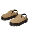 The Dr Martens Womens Zebzag Suede Casual Slingback Platform Mules in Savannah Tan