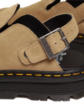The Dr Martens Womens Zebzag Suede Casual Slingback Platform Mules in Savannah Tan
