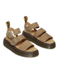 The Dr Martens Womens Gryphon Tumbled Nubuck Leather Platform Sandals in Savannah Tan