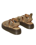 The Dr Martens Womens Gryphon Tumbled Nubuck Leather Platform Sandals in Savannah Tan