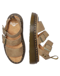 The Dr Martens Womens Gryphon Tumbled Nubuck Leather Platform Sandals in Savannah Tan