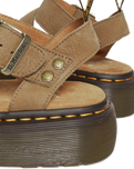The Dr Martens Womens Gryphon Tumbled Nubuck Leather Platform Sandals in Savannah Tan