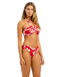The Seafolly Womens Mayflower Halter Bandeau Bikini Top in Cosmo Red