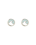 The Pura Vida Opal Enamel Wave Stud Earrings in Silver