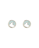 The Pura Vida Opal Enamel Wave Stud Earrings in Silver