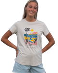 The Born by the Sea Womens Postcard T-Shirt in Bone