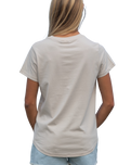 The Born by the Sea Womens Postcard T-Shirt in Bone
