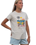 The Born by the Sea Womens Postcard T-Shirt in Bone