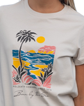 The Born by the Sea Womens Postcard T-Shirt in Bone