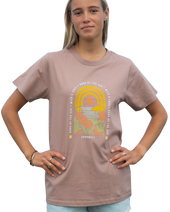 The Born by the Sea Womens Tropical Arch T-Shirt in Hazy Pink