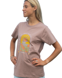 The Born by the Sea Womens Tropical Arch T-Shirt in Hazy Pink