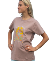 The Born by the Sea Womens Tropical Arch T-Shirt in Hazy Pink