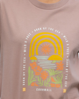 The Born by the Sea Womens Tropical Arch T-Shirt in Hazy Pink