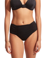 The Seafolly Womens Collective Gathered Front Retro Bikini Bottoms in Black