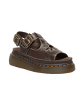 Dunnet Flower Full Grain Leather Sandals in Kelp Brown