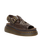Dunnet Flower Full Grain Leather Sandals in Kelp Brown