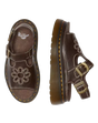 Dunnet Flower Full Grain Leather Sandals in Kelp Brown