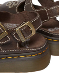 Dunnet Flower Full Grain Leather Sandals in Kelp Brown