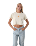 The Born by the Sea Womens Golden Hour Crop T-Shirt in Butter