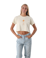 The Born by the Sea Womens Golden Hour Crop T-Shirt in Butter