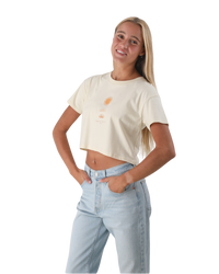 The Born by the Sea Womens Golden Hour Crop T-Shirt in Butter