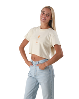 The Born by the Sea Womens Golden Hour Crop T-Shirt in Butter