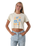 The Born by the Sea Womens Flower Market Crop T-Shirt in Butter