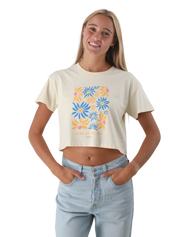 The Born by the Sea Womens Flower Market Crop T-Shirt in Butter