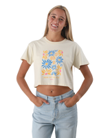 The Born by the Sea Womens Flower Market Crop T-Shirt in Butter