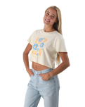 The Born by the Sea Womens Flower Market Crop T-Shirt in Butter