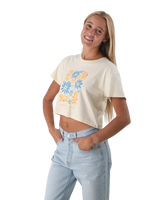 The Born by the Sea Womens Flower Market Crop T-Shirt in Butter