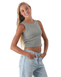 The Born by the Sea Womens Crop Vest in Eucalyptus