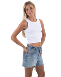 The Born by the Sea Womens Crop Vest in White