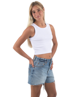 The Born by the Sea Womens Crop Vest in White