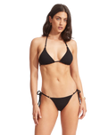 The Seafolly Womens Sea Dive Tie Side Rio Bikini Bottoms in Black