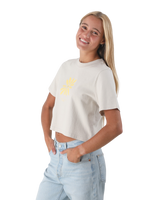 The Born by the Sea Womens Daisy Crop T-Shirt in Faded Bone
