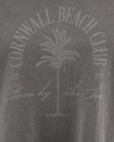 The Born by the Sea Womens Cornwall Palm Heavy Faded Crop T-Shirt in Faded Grey